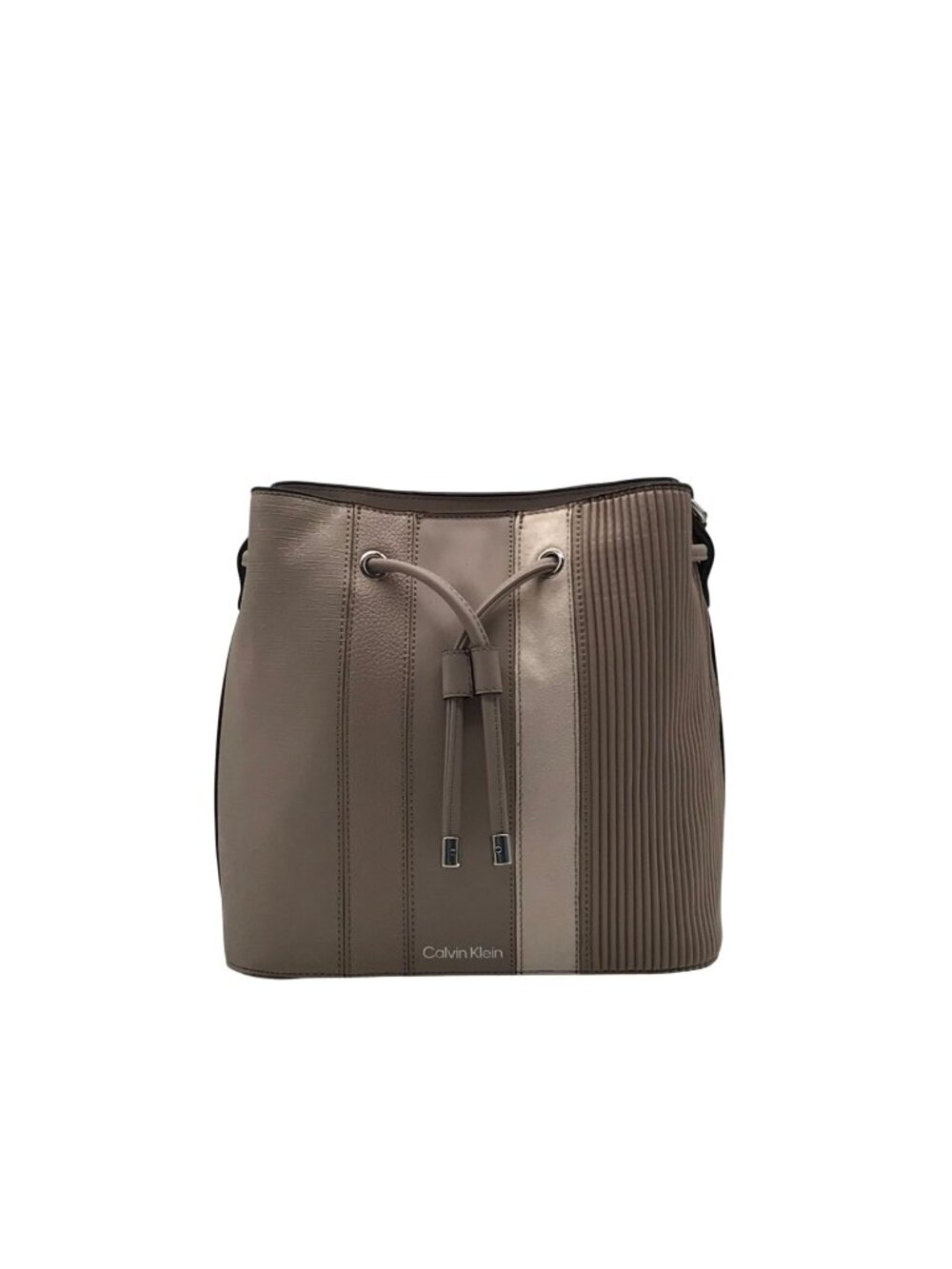 Calvin Klein Beige Faux Leather Gabrianna Bucket Bag